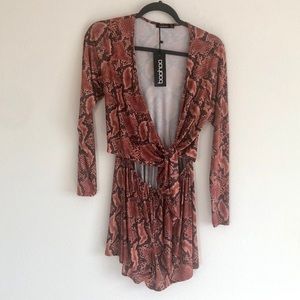 BOOHOO snakeskin romper.